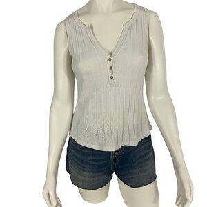 Buckle White Crow Tank Top Women's Size M White Cotton Sleeveless V Neck New